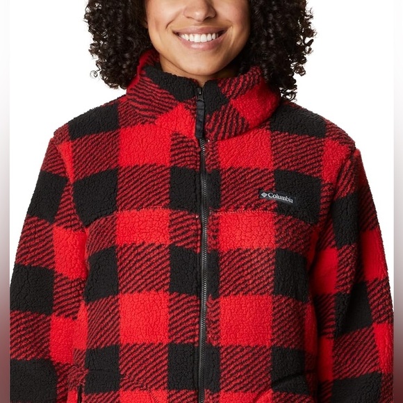 NWT Columbia Women's West Bend Full Zip Red Lily Check Print Size Medium - Picture 4 of 13